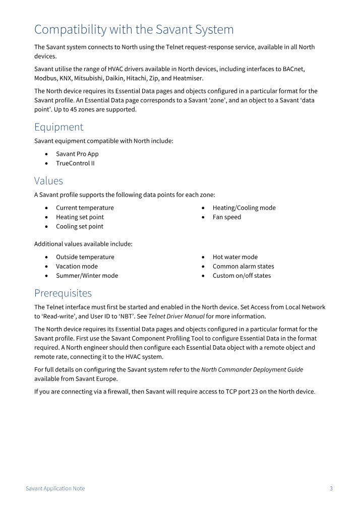 Preview thumbnail of page 3 of the Savant Application Note PDF document.